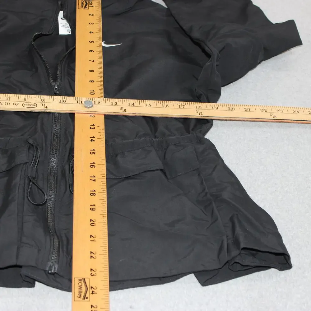 Nike Jacket Women XS Black Hooded Full Zip Cropped Windbreaker Run Athletic